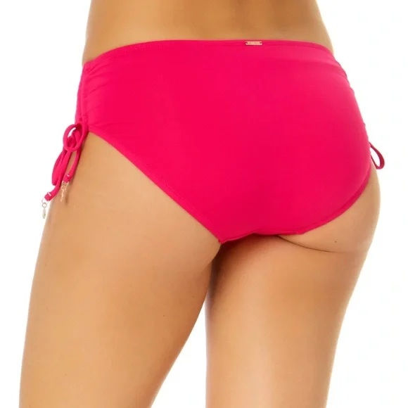 Women's Live In Color Side Tie Swim Bottom Color: Magenta - Picture 4 of 9